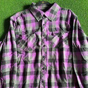 Men's Purple Plaid Flannel Shirt Size M